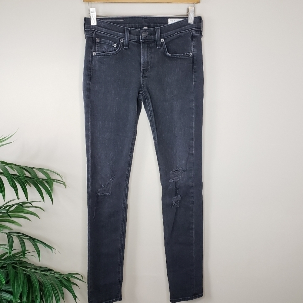 Rag & Bone | Distressed Faded Black Skinny Jeans